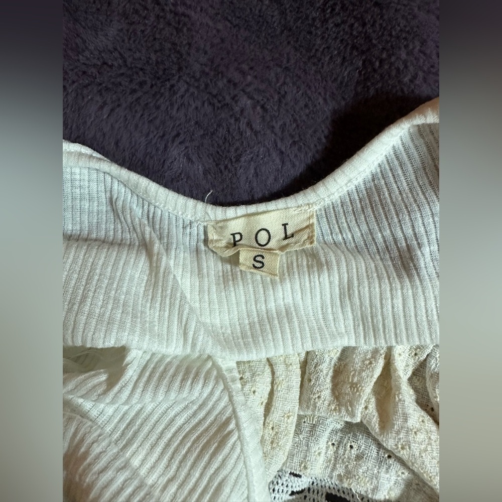 NWOT POL Fabric Block Eyelet Dress Cream Small - Picture 9 of 11
